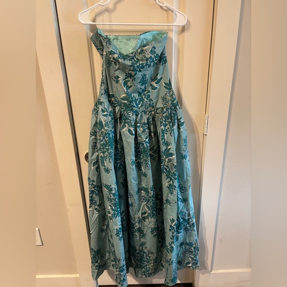 Pepper Mayo Strapless Teal Floral Maxi Dress - Picture 3 of 6
